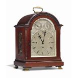 A LATE VICTORIAN MAHOGANY QUARTER-CHIMING TABLE CLOCK
RETAILED BY GOLDSMITHS & SILVERSMITHS CO.