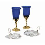 A PAIR OF VICTORIAN SILVER-GILT AND BLUE GLASS GOBLETS
MARK OF CHARLES REILY & GEORGE STORER,