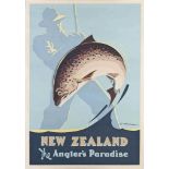 Leonard C. Mitchell (1901-1971)
NEW ZEALAND, THE ANGLER'S PARADISE
silkscreen, condition A-; not