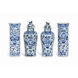 A CHINESE BLUE AND WHITE FOUR-PIECE GARNITURE
19TH CENTURY
Comprising two beaker vases and two