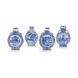 FOUR CHINESE BLUE AND WHITE MOON FLASKS
19TH CENTURY
Each flask applied with two dragon handles at