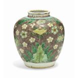 A CHINESE WUCAI OVOID JAR
MID-17TH CENTURY
Decorated with auspicious objects and prunus flowers,