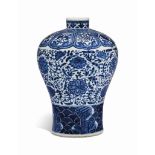 A CHINESE BLUE AND WHITE VASE, MEIPING
19TH CENTURY
Decorated in the Ming style with scrolling lotus