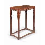 A CHINESE JUMU STAND
EARLY 20TH CENTURY
The table with a jichimu inset top, carved with a pierced