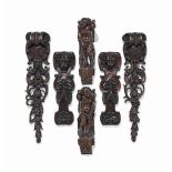 THREE LARGE PAIRS OF ITALIAN WALNUT STILES OR BRACKETS
17TH / 18THCENTURY
Comprising a pair carved