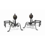 A PAIR OF ITALIAN OR FLEMISH IRON AND BRONZE MOUNTED ANDIRONS
17TH CENTURY
Each iron frame with