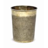 A SWISS SILVER-GILT SNAKESKIN BEAKER
MARK OF HANS JACOB FRIES (I), ZURICH, CIRCA 1695
3 ¾ in. (9.5