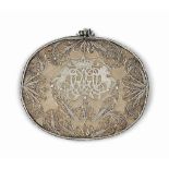 A SILVER FILIGREE OVAL HAND MIRROR
SECOND HALF OF 17TH CENTURY
The centre with cut-out and