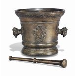 A LARGE ITALIAN BRONZE MORTAR DATED 1786
POSSIBLY 19TH CENTURY
Cast in relief with two cartouche