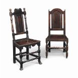 AN UNUSUAL QUEEN ANNE OAK CHAIR
EARLY 18TH CENTURY, WELSH
With shaped crest and turned uprights with