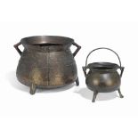 AN ENGLISH BRONZE CAULDRON
17TH CENTURY
With a series of decorative raised linear motifs to sides
12