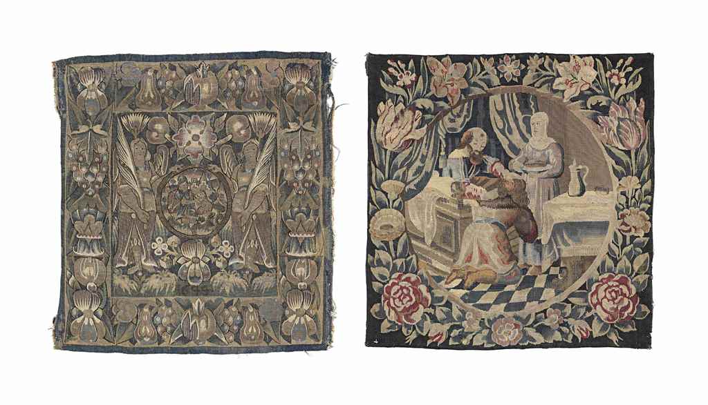 A NORTH EUROPEAN TAPESTRY CUSHION COVER DATED 1644
17TH CENTURY
Worked with Hercules and the