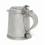 A WILLIAM III UNASCRIBED PROVINCIAL SILVER TANKARD
MARK OF IB ONCE AND A CROWN THRICE, UNIDENTIFIED,