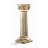 AN ITALIAN ROSSO-VERONA MARBLE COLUMN
OF MEDIEVAL STYLE, 19TH CENTURY
In three sections with a