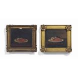 English naive school, 19th century
A matched pair of salmon on pearlware plate
oil on canvas in