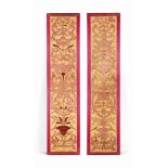 A PAIR OF ITALIAN VELVET APPLIQUE PANELS
19TH CENTURY
Each worked with worn cut-velvet magenta birds