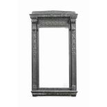 A VICTORIAN BRONZE FRAME
LATE 19TH CENTURY
With an arched classical cornice with a frieze of cast