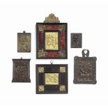 SIX ASSORTED BRONZE OR GILT COPPER PLAQUETTES OR PAX'S
16TH CENTURY AND LATER
Including a Pax