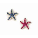 Two gem-set pendants / brooches, by Assil
Each modelled as a starfish set with either cabochon