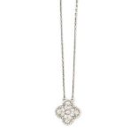 An 18ct white gold diamond-set 'Vintage Alhambra' pendant, by Van Cleef & Arpels
Designed as a