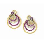 A pair of gem-set 'Gypsy' earrings, by De Grisogono
Each composed of interlocking circlets set
