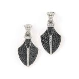 A pair of 18ct white gold coloured diamond and diamond 'Quiver' earrings, by Theo Fennell
Of