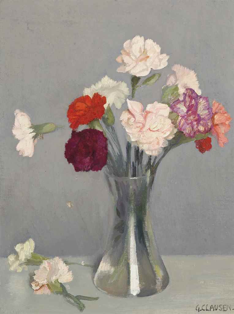 Sir George Clausen, R.A., R.W.S. (1852-1944)
Carnations
signed 'G. CLAUSEN.' (lower right) and