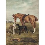 John Emms (1841-1912)
Hare coursing, Stonehenge
signed 'JNO EMMS' (lower right)
oil on canvas
32 ½ x