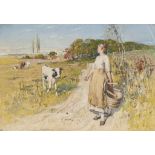 Thomas Austen Brown, R.I., A.R.S.A., R.W.S., R.S.W. (1857-1924)
Milkmaid and calf
signed 'T Austen