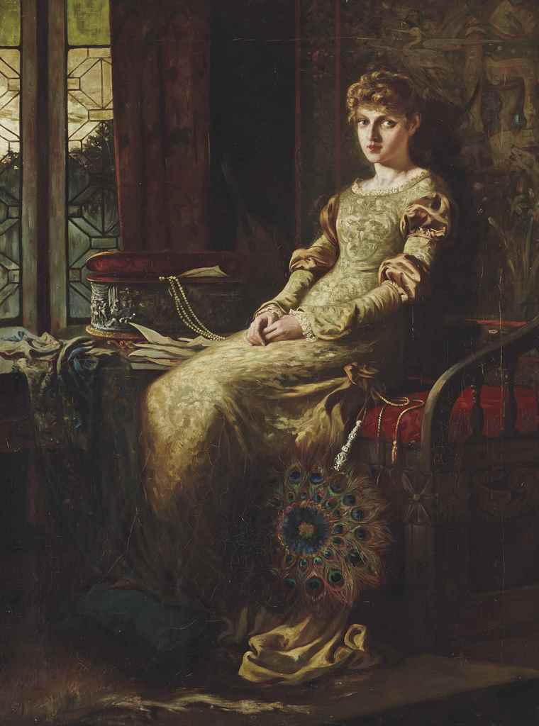 Circle of Sir Francis Bernard Dicksee (1852-1928)
The fan
oil on canvas
36 ¼ x 27 in. (92 x 68.6