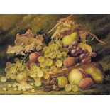 Henry George Todd (1846-1898)
Grapes, plums, white currants and a peach, with a basket
signed and