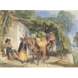 John Frederick Lewis, R.A., P.O.W.S. (1804-1876)
Spanish peasants at Ronda, Spain
pencil and