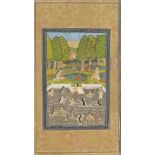 AN ALBUM PAGE: LADIES BATHING IN A POOL
LUCKNOW, PROVINCIAL MUGHAL INDIA, LATE 18TH CENTURY
Opaque