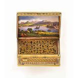 A N EARLY 19TH CENTURY GOLD, TURQUOISE AND DIAMOND MINIATURE MUSIC BOX VINAIGRETTE
The rectangular