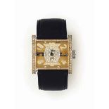 A DIAMOND-SET 'J5' QUARTZ WRISTWATCH, BY JAHAN
The gilt rectangular dial with pavé brilliant-cut