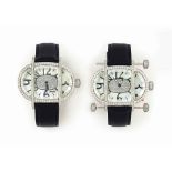 TWO MOTHER-OF-PEARL AND DIAMOND 'J13' QUARTZ WRISTWATCHES, BY JAHAN
Each with mother-of-pearl oval