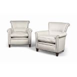 A PAIR OF BEECH EASY ARMCHAIRS
20TH CENTURY
Each re-upholstered in light-grey cotton
31 in. (78.5