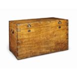AN ANGLO-INDIAN BRASS-MOUNTED CAMPHOR MASSIVE TRUNK
19TH CENTURY
With a hinged top and side