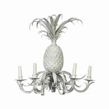 A WHITE-PAINTED FIVE-BRANCH CHANDELIER
SECOND HALF 20TH CENTURY
Modelled as a pineapple, fitted