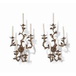 A PAIR OF GILT-TOLE FIVE-BRANCH WALL-LIGHTS
LATE 20TH CENTURY
Each with oak leaf and acorn branches,