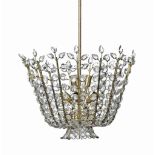 A GILT-BRASS AND CUT-GLASS HANGING-LIGHT
SECOND HALF 20TH CENTURY
With a nine-light candelabrum,