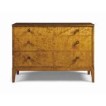 A SWEDISH SATIN-BIRCH CHEST
FIRST HALF 20TH CENTURY
With two short and two long drawers, on tapering