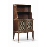 A REGENCY PARCEL-GILT AND SIMULATED-ROSEWOOD WATERFALL BOOKCASE CABINET
EARLY 19TH CENTURY
The two