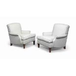 A PAIR OF ENGLISH MAHOGANY EASY ARMCHAIRS
20TH CENTURY
Each with a squab cushion and re-