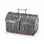 A CUIR-BOUILLI TOOLED LEATHER AND IRON MOUNTED CASKET
AUSTRIA-BOHEMIA, CIRCA 1500
Decorated with