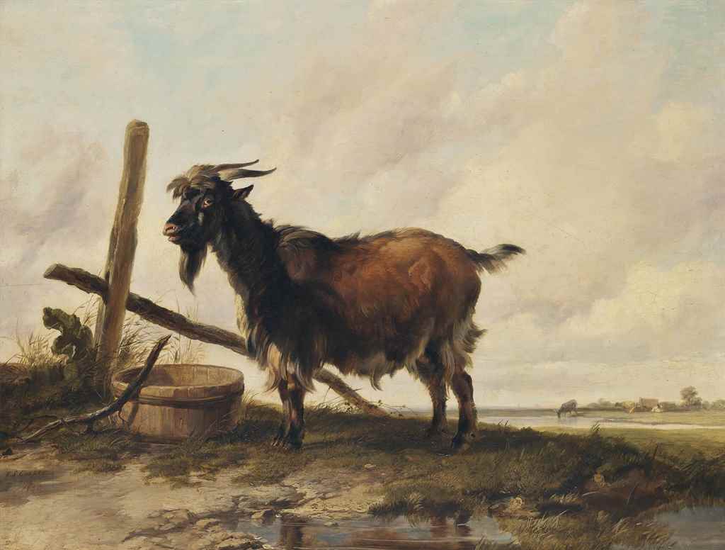 Thomas Sidney Cooper, R.A. (1803-1902)
A goat in a landscape, cattle beyond
signed and dated 'T.S.