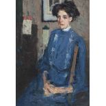 James Bolivar Manson (1879-1945)
Portrait of a seated lady in a blue dress
oil on board
13 ¾ x 9 ¾