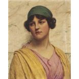 After John William Godward
The yellow shawl
with signature 'J.W. Godward' (lower left)
oil on canvas