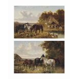 John Frederick Herring Jnr. (1815-1907)
Horses and pigs grazing by a cottage; and Horses drinking