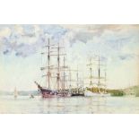 Henry Scott Tuke, R.A., R.W.S. (1858-1929)
Windjammers at anchor in Carrick Roads
signed and